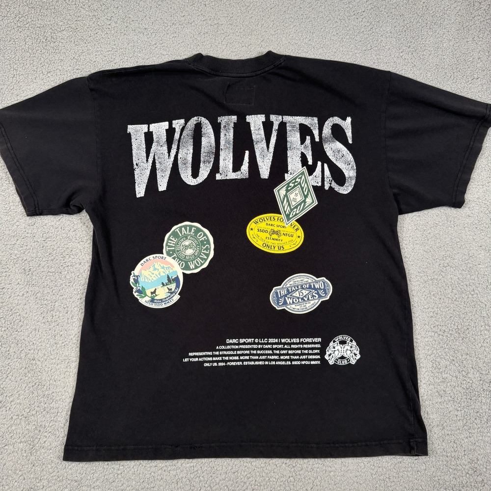 Dark Sport The Tale of Two Wolves Tee Mens L Black First Print 1 of 1000 Lifting
